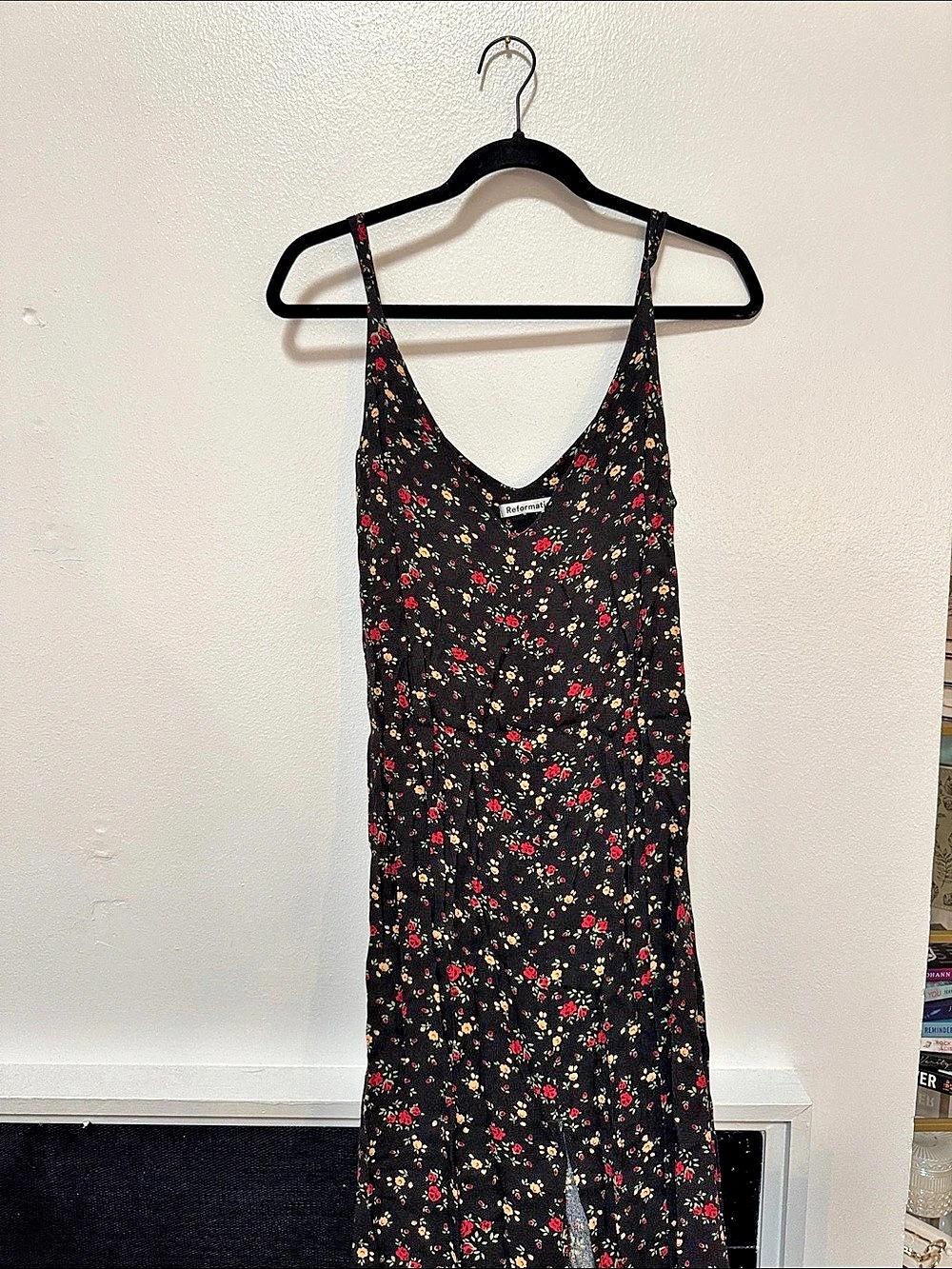 Reformation Floral Midi Dress in Black Size 6 Like New